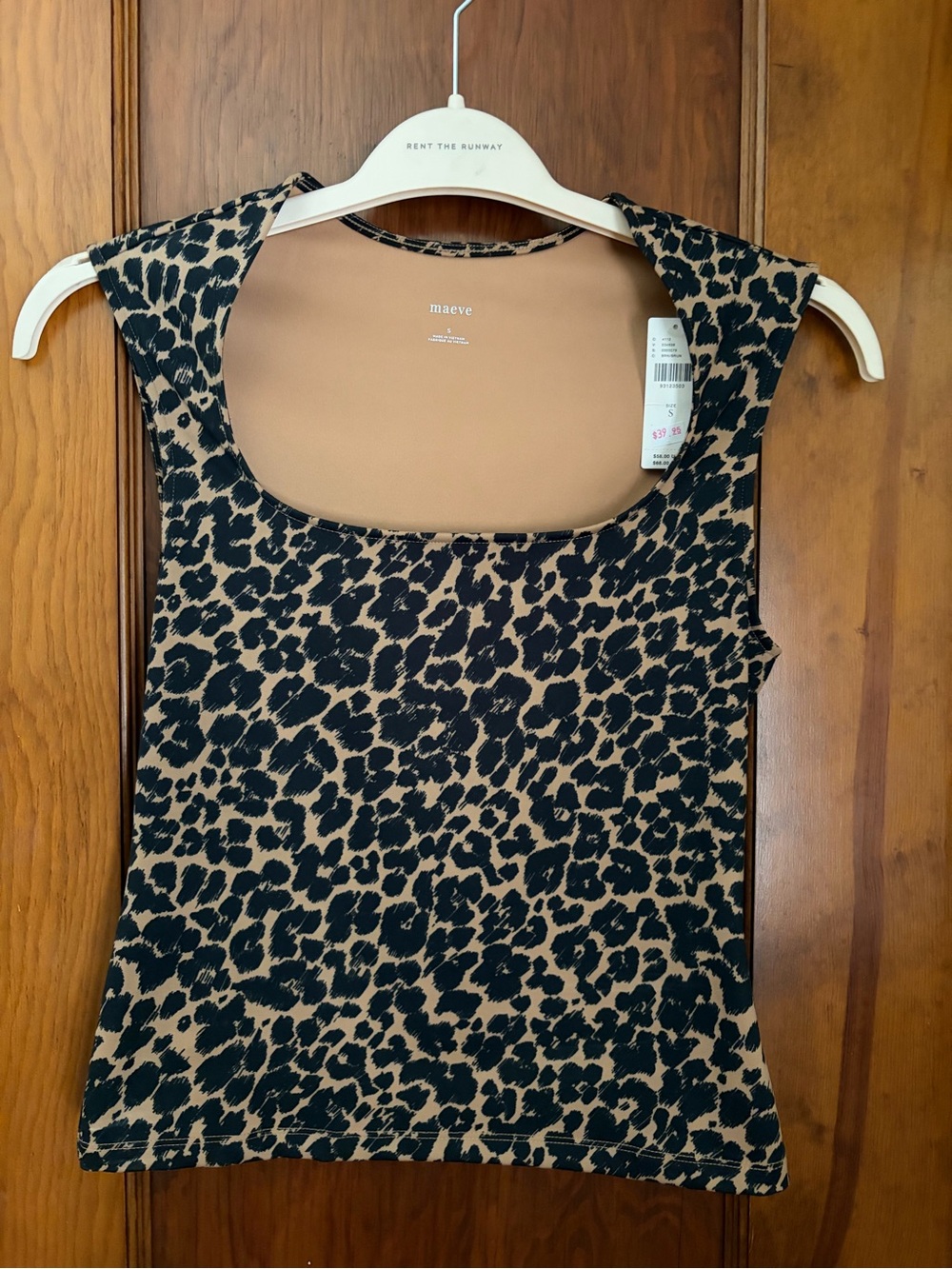 Maeve Leopard-Print Scoop Neck Tank - Black & Tan